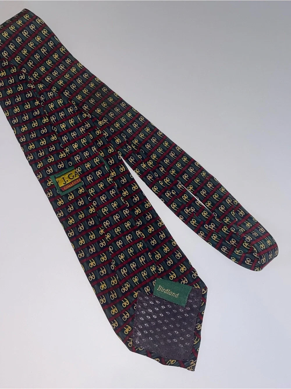 Vintage J. Garcia Birdland Silk Tie Collection 14 Loops Pattern Navy Red